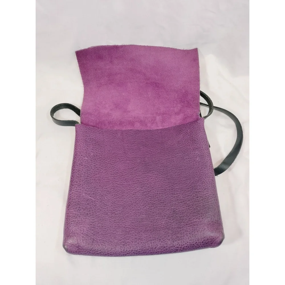 Handmade Purple Textured Leather Crossbody Bag
